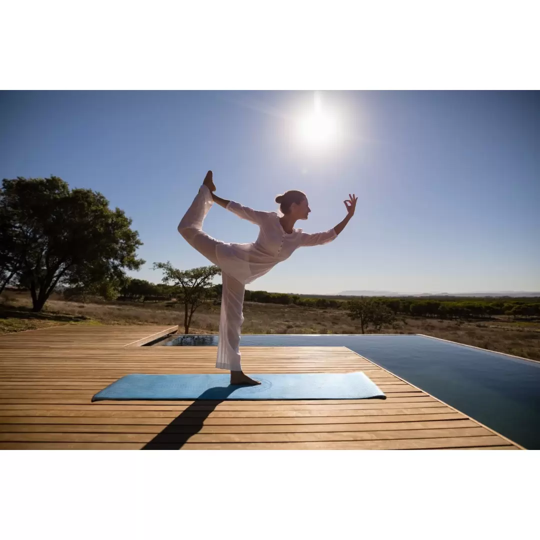 Tapis de yoga bleu Fleur de Vie – Antidérapant & écologique