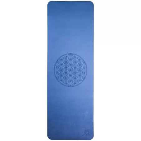 Tapis de yoga bleu Fleur de Vie – Antidérapant & écologique