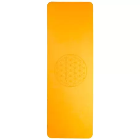 Tapis de yoga orange Fleur de Vie – écologique & antidérapant