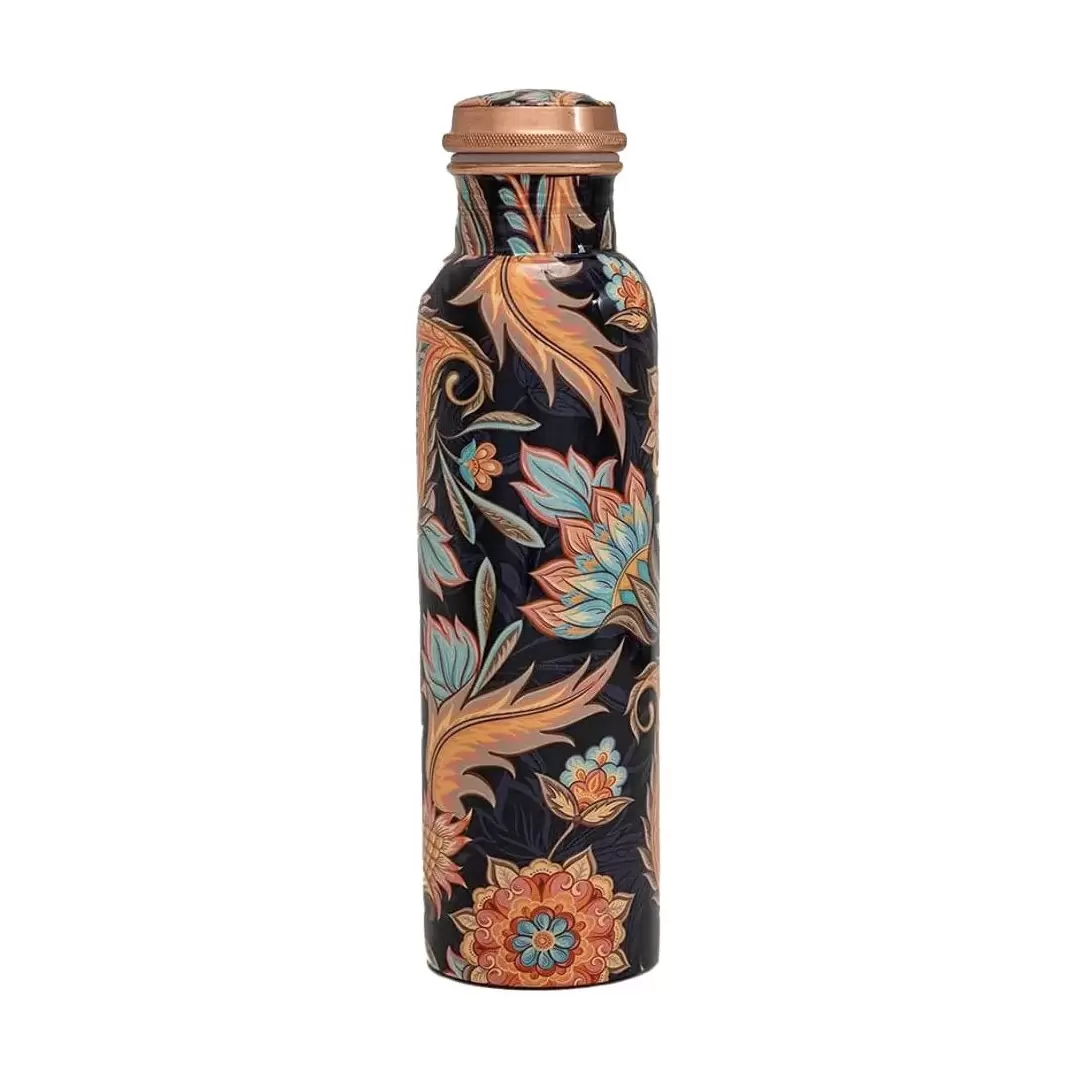 Gourde en cuivre pur motif floral – 950 ml