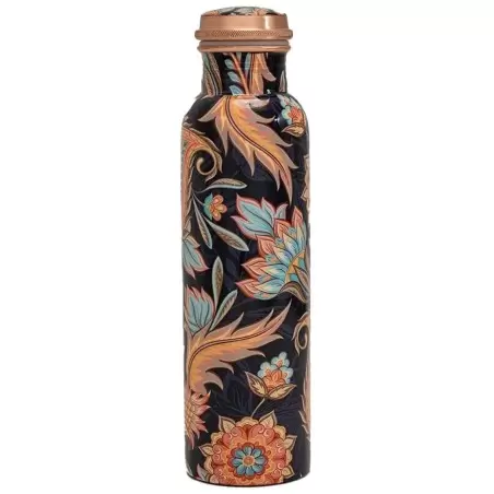Gourde en cuivre pur motif floral – 950 ml