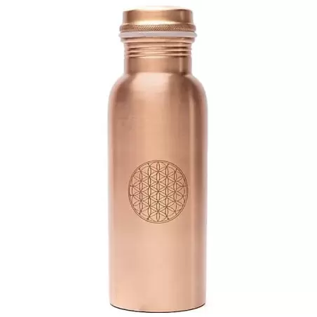 Gourde en cuivre pur Fleur de Vie – Bouteille ayurvédique 500 ml
