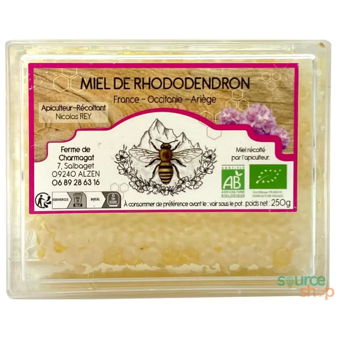 Miel en rayon de Rhododendron BIO des Pyrénées - Ferme de Charmagat