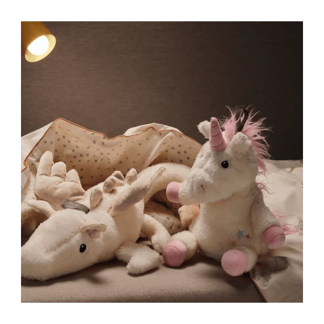 Peluche Bouillotte Sèche Licorne en Noyaux de Cerises - Fabrication allemande