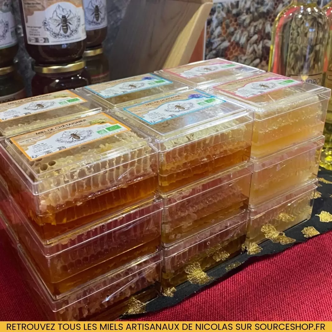 Miel en rayon de Châtaigner BIO des Pyrénées - Ferme de Charmagat