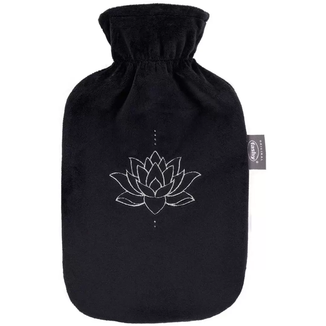 Bouillotte à eau Polaire noire Lotus 2L – Fabrication Allemande