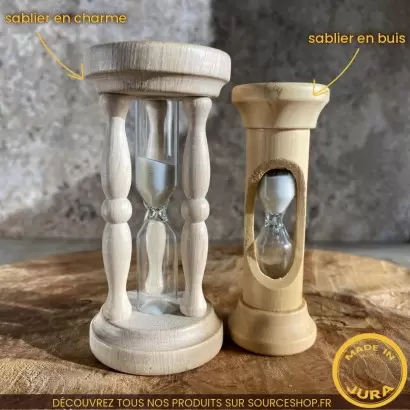 Sablier artisanal en bois du Jura