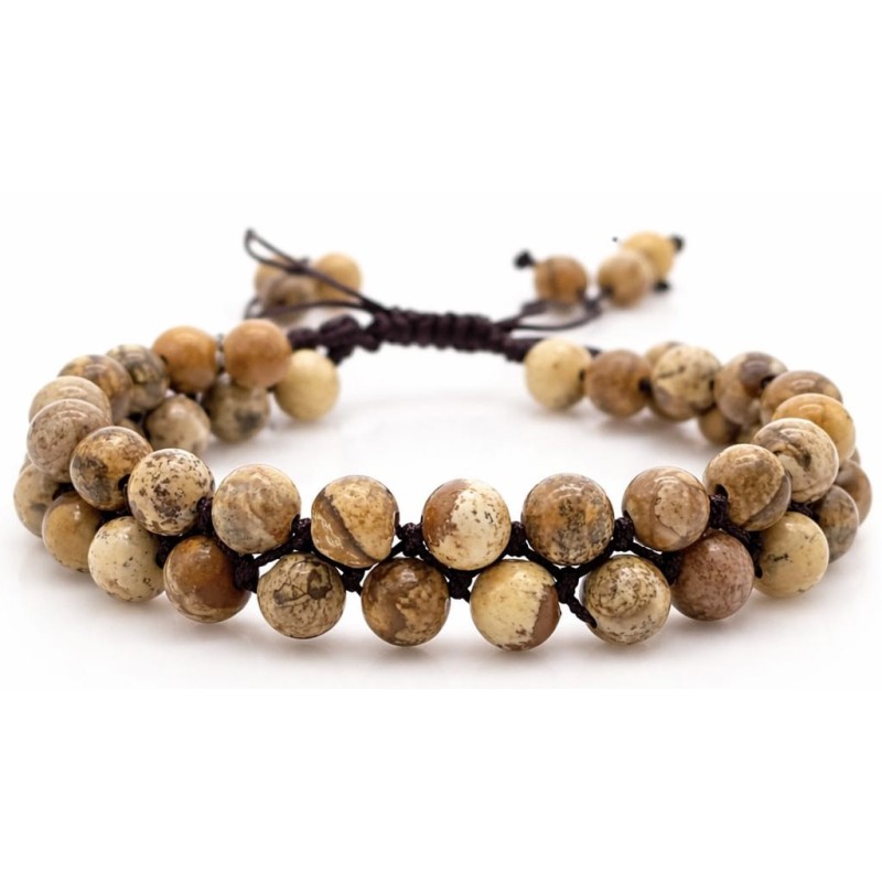 Bracelet double en pierre de Paysage réglable - Qualité A