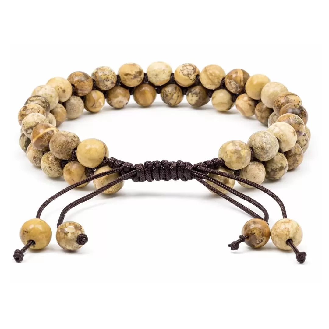 Bracelet double en pierre de Paysage réglable - Qualité A