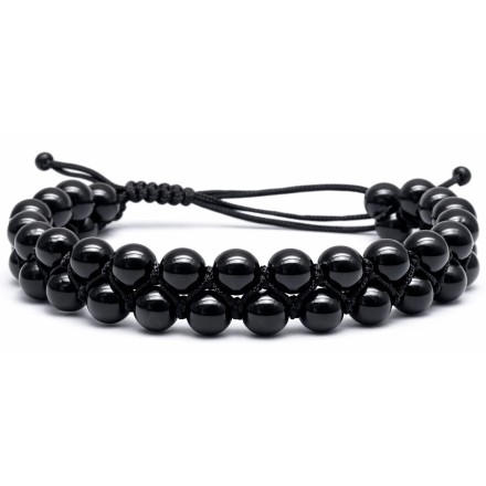 Bracelet double en Agate noire - Ancrage, apaisement & sincérité