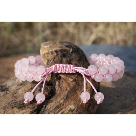 Bracelet double en Quartz rose - Qualité A