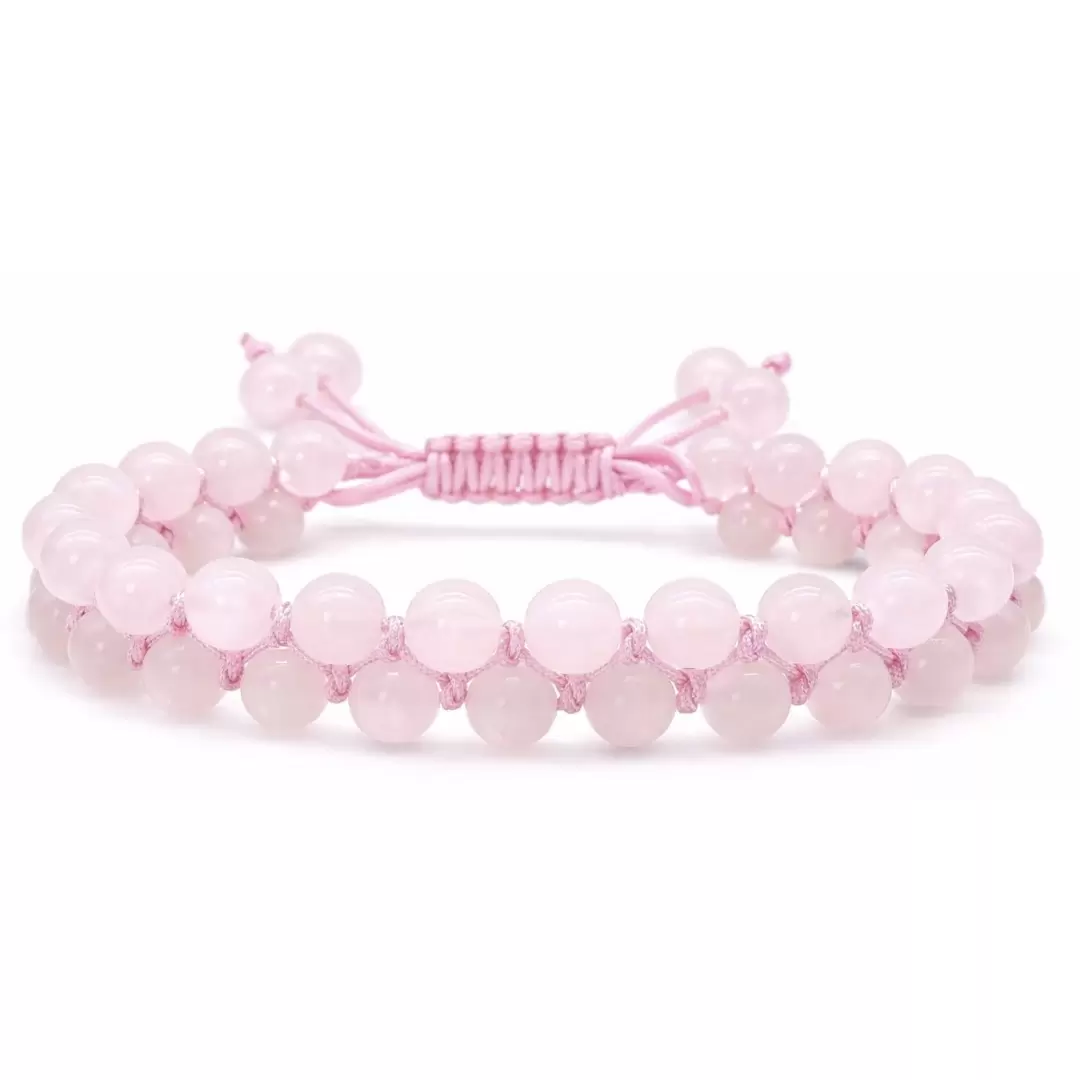 Bracelet double en Quartz rose - Qualité A