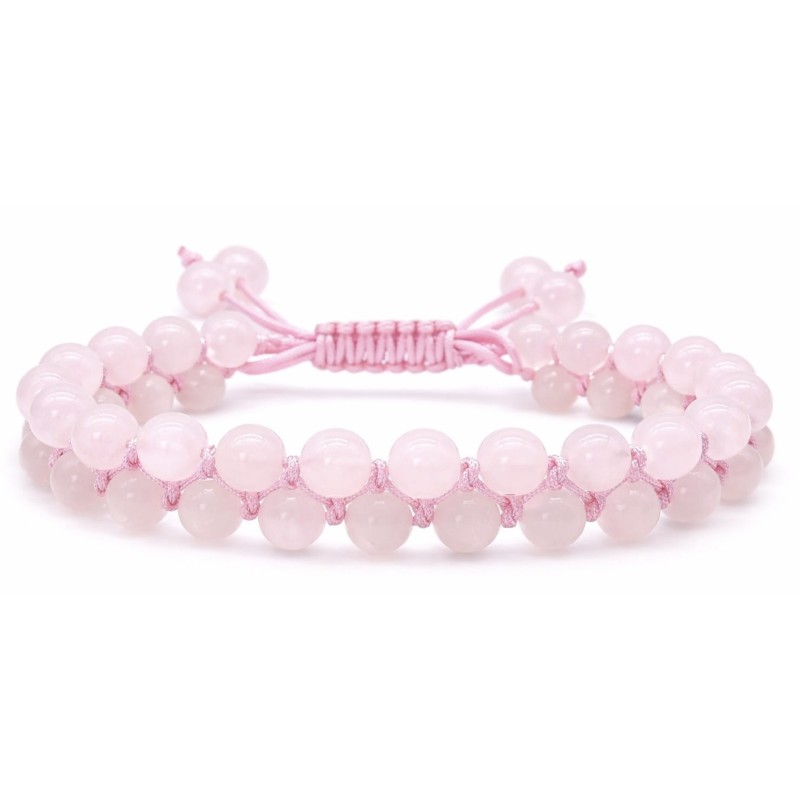Bracelet double en Quartz rose - Qualité A