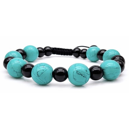 Bracelet turquoise & agate noire