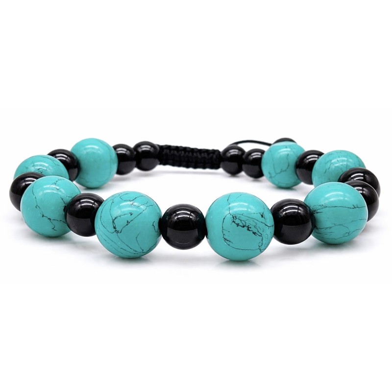 Bracelet turquoise & agate noire