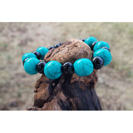 Bracelet turquoise & agate noire