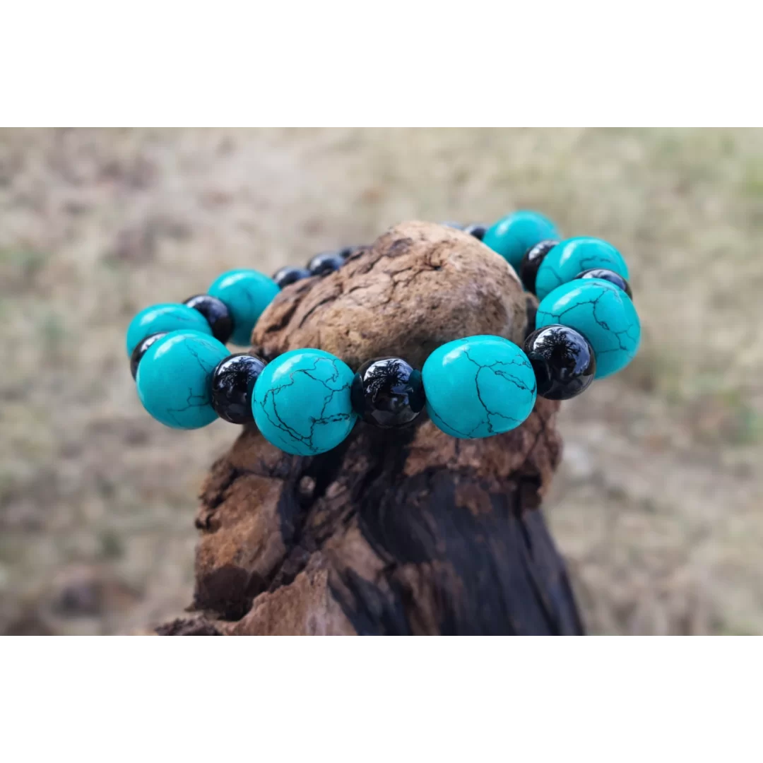 Bracelet turquoise & agate noire