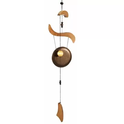 Carillon à vent Gong feng shui en bois - 80 cm