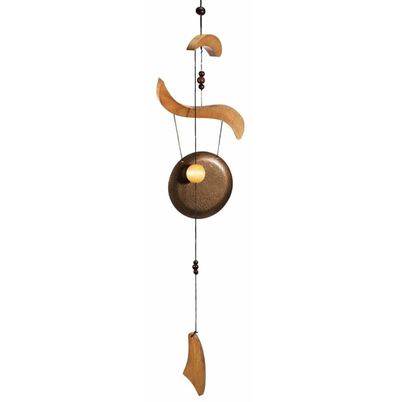 Carillon à vent Gong feng shui en bois - 80 cm