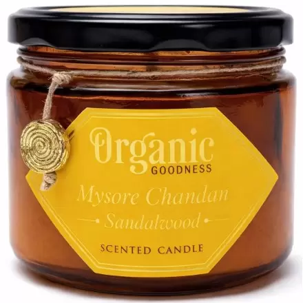 Bougie parfumée ayurvédique Bois de Santal - 200g - Organic Goodness