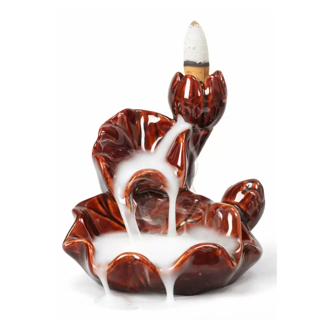 Brûle encens à refoulement Lotus Cascade en céramique - Backflow