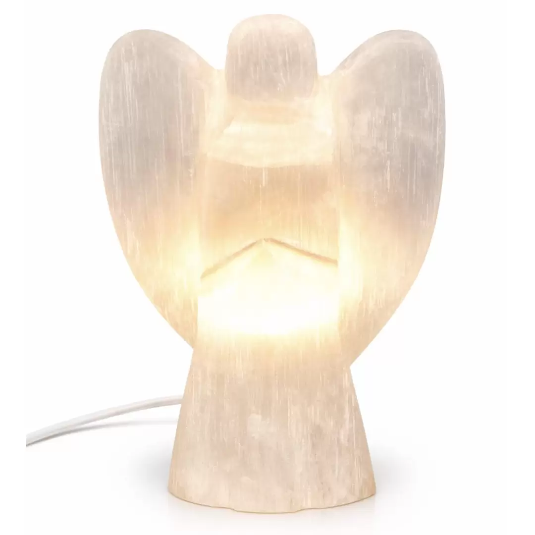 Lampe en sélénite Ange – Lumière douce & ambiance apaisante
