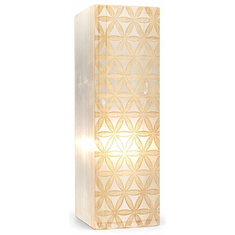 Lampe de sélenite Fleur de Vie Or - 25cm