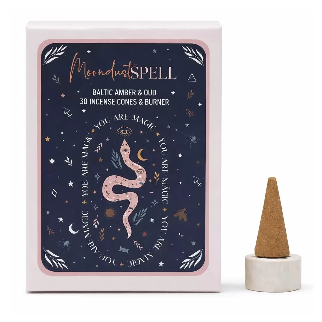 Cônes d'Encens Ambre & Oudh + 1 porte-encens - Moondust Spell