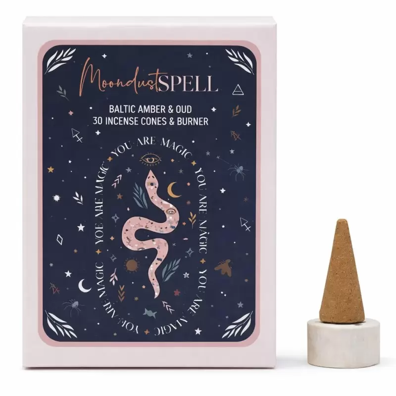 Cônes d'Encens Ambre & Oudh + 1 porte-encens - Moondust Spell