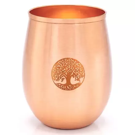 Gobelet en cuivre pur gravé arbre de vie 350ml - tasse ayurvédique eau cuivrée