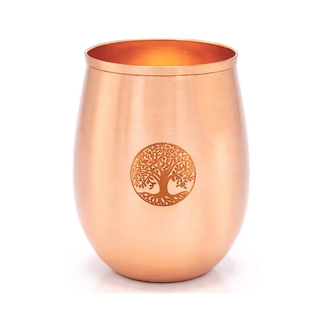 Gobelet en cuivre pur gravé arbre de vie 350ml - tasse ayurvédique eau cuivrée