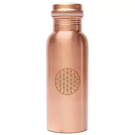 Gourde en cuivre pur Fleur de Vie – Bouteille ayurvédique 500 ml