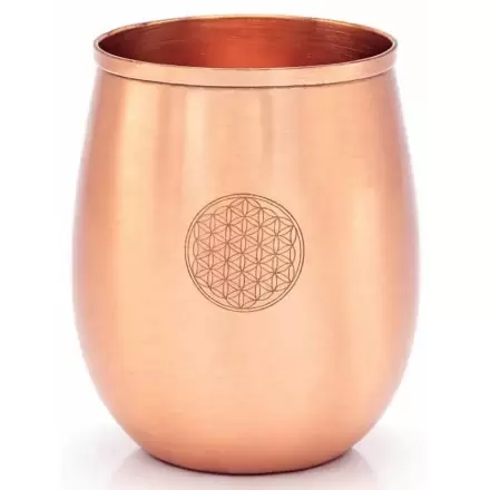 Gobelet en cuivre pur gravé fleur de vie 350ml - tasse ayurvédique eau cuivrée