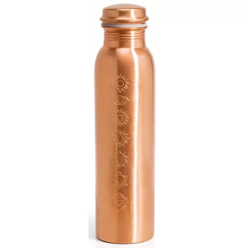 Gourde en cuivre 7 chakras 950ml – Bouteille ayurvédique pure