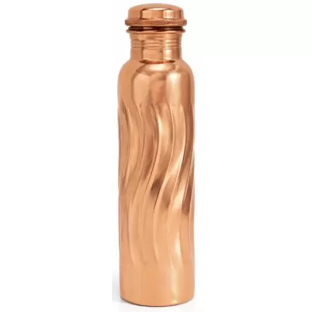 Gourde cuivre relief vagues 950ml – Bouteille ayurvédique pure