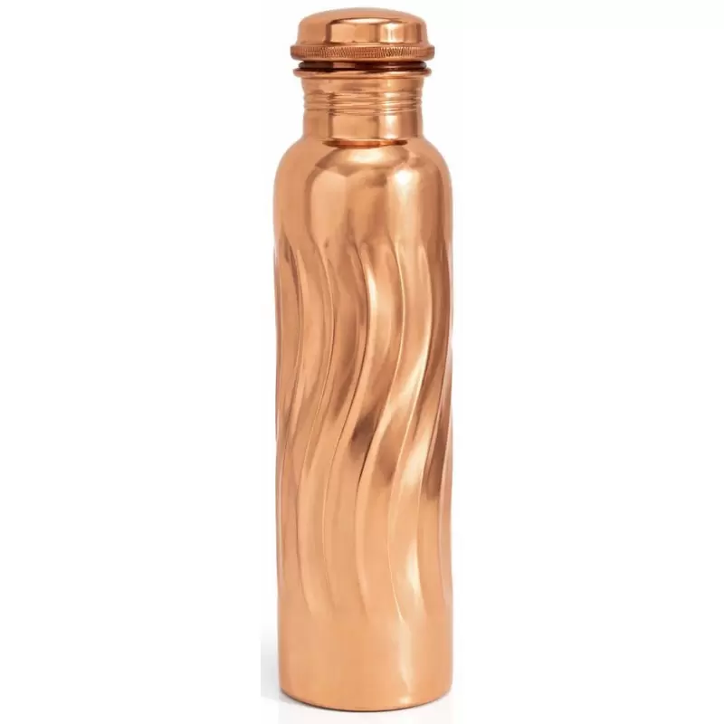 Gourde cuivre relief vagues 950ml – Bouteille ayurvédique pure