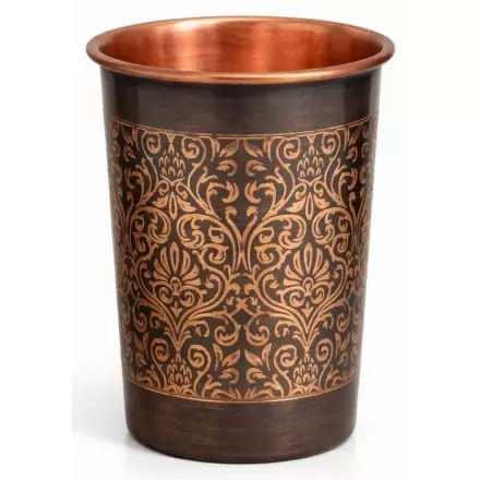 Gobelet en cuivre antique 300ml – Motif floral gravé