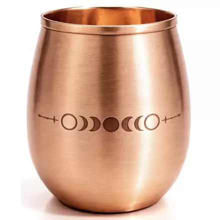 Gobelet en cuivre pur poli - Phases de la Lune - 350ml