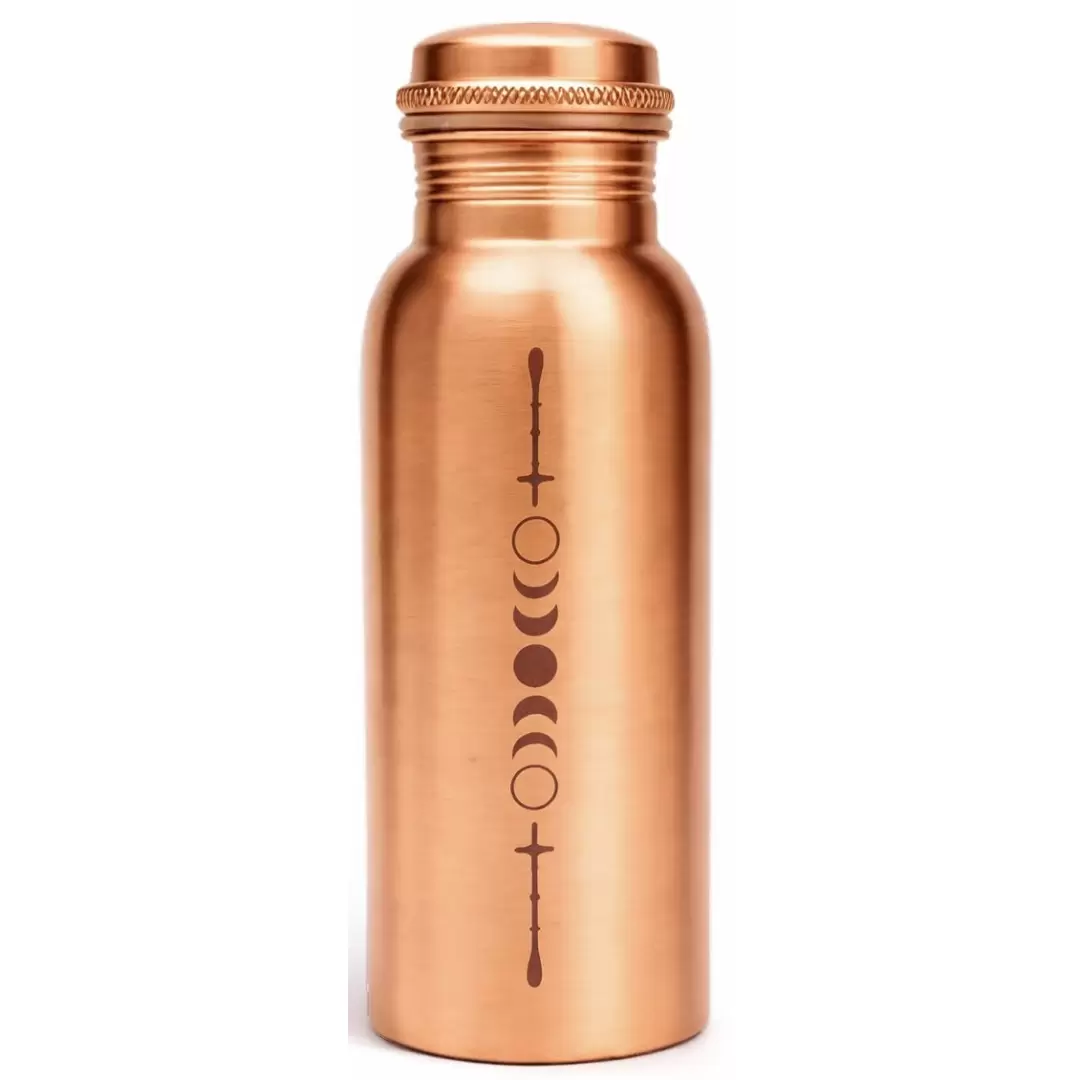 Gourde en cuivre pur Phases Lune – Bouteille ayurvédique 500ml