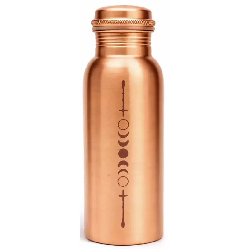 Gourde en cuivre pur Phases Lune – Bouteille ayurvédique 500ml
