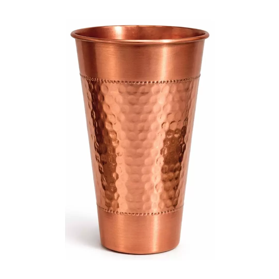 Verre cuivre martelé bande centrale 400ml – Gobelet ayurvédique