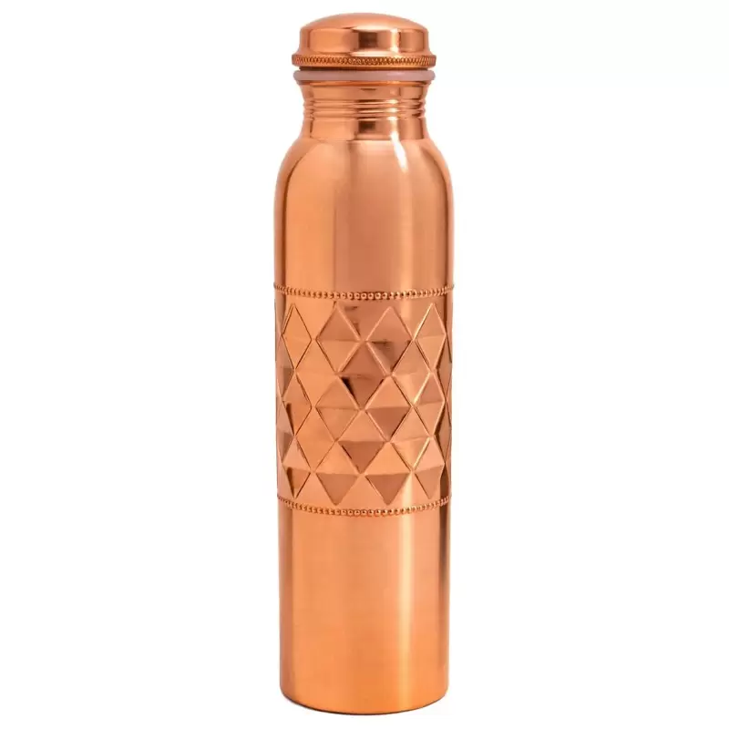 Gourde cuivre relief géométrique 950ml – Bouteille ayurvédique