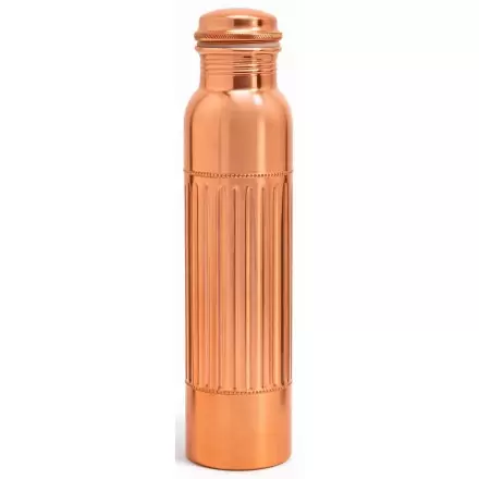 Gourde en cuivre pur relief vertical 950ml bouteille ayurvedique