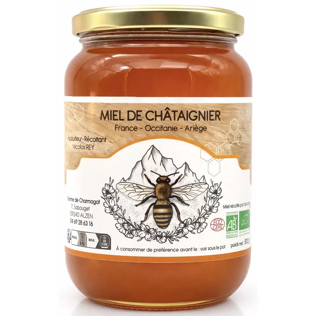 Miel de Châtaigner BIO des Pyrénées - Ferme de Charmagat