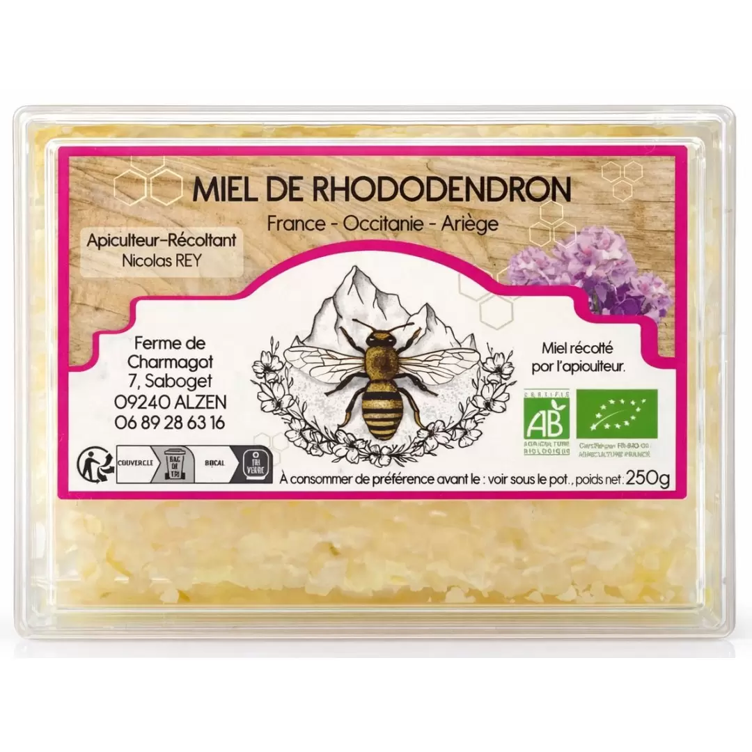Miel en rayon de Rhododendron BIO des Pyrénées - Ferme de Charmagat