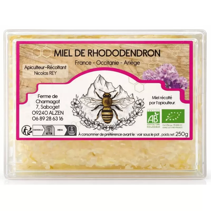 Miel en rayon de Rhododendron BIO des Pyrénées - Ferme de Charmagat