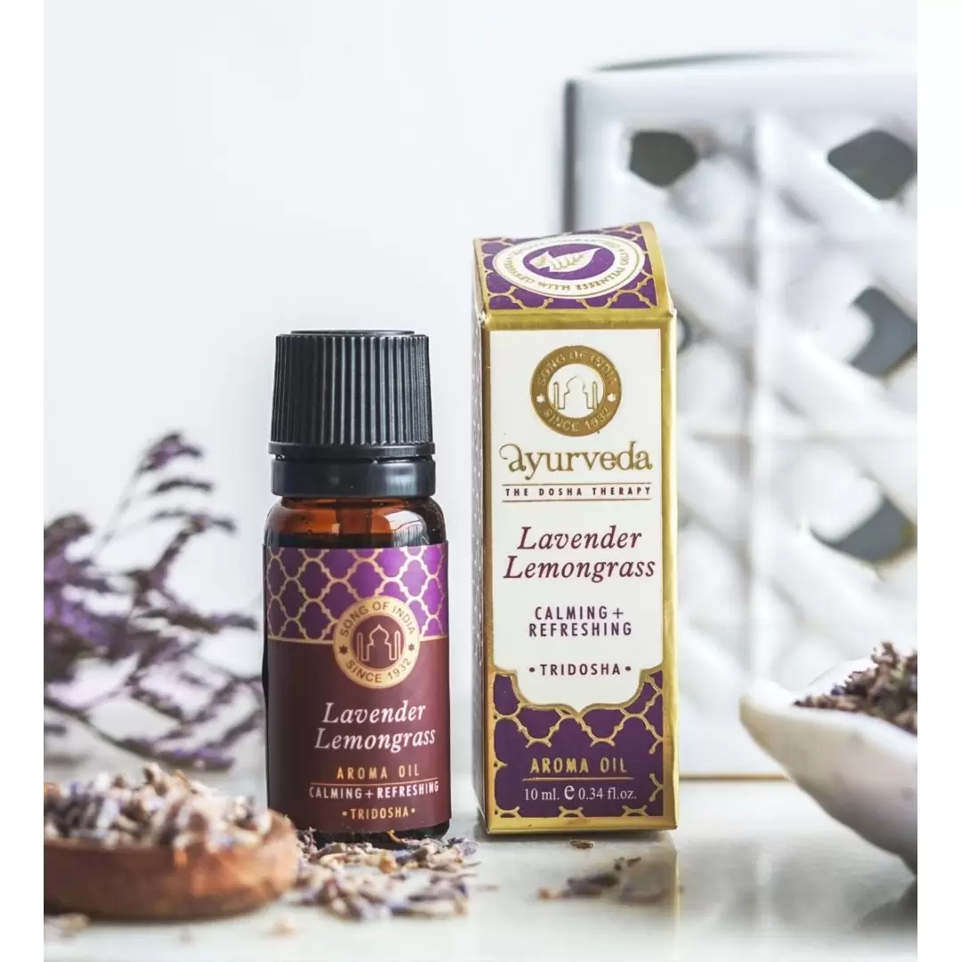Huile aromatique Lavande & Citronnelle Tridosha 10ml – Ayurveda | Song of India