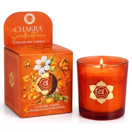 Bougie Fleur d'Oranger, Santal & Cornaline – Chakra Sacré | Song of India