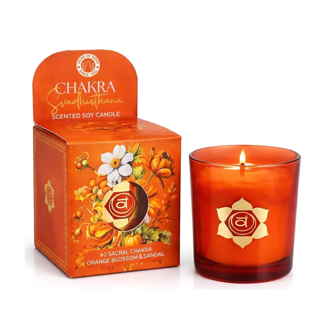 Bougie Fleur d'Oranger, Santal & Cornaline – Chakra Sacré | Song of India