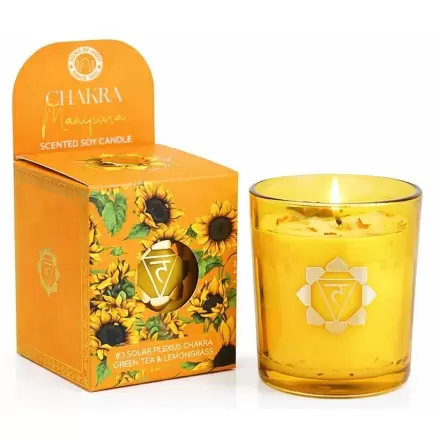 Bougie Citronnelle, Thé Vert & Oeil de Tigre – Chakra Solaire Manipura | Song of India